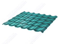 Металлочерепица МЧ2 Монтеррей Ретро 0,5 ПЭ RAL5021 морская волна